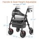 thumbnail image 5 of Andador con ruedas Soundfuse para personas mayores con asiento, plegable y ligero, con ruedas grandes de poliuretano de 20 cm, asiento ergonómico y doble ajuste de altura., 5 of 5
