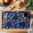 thumbnail image 2 of Independence Day Placemats Set of 6, U. S. Flag Themed Red White Five-Pointed Stars Non-Slip Place Mats Washable Table Mats for Kitchen Dining Table Decorations Indoor/Outdoor, 2 of 9