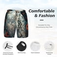thumbnail image 3 of Yiaed Moon Flower White Owl Print Mens Swim Trunks Bathing Suit Compression Liner Beach Swim Shorts Swimwear Quick Dry Zipper Pocket No-Chafing Board Short-X-Large, 3 of 6