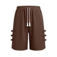 thumbnail image 4 of Cagogo Women Elastic Waist Casual Shorts with Pockets Loose Bermuda Pants Summer Solid Basic Travel Shorts for Women Lounge Beach Hiking Clothes, Brown 2XL, 4 of 6