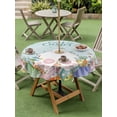 thumbnail image 3 of Easter Outdoor Tablecloth - 54 Inch Round Dining Table Cover, Country Bunny Feet Eggs Floral Green Wooden Plank Waterproof Outdoor Table Cloth with Umbrella Hole & Zipper for Picnic/Patio/Party, 3 of 7