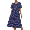 thumbnail image 1 of Leutsin Robe d'Été Fluide à Manches Courtes Col en V Lacé Imprimé Floral pour Femmes, 1 of 8