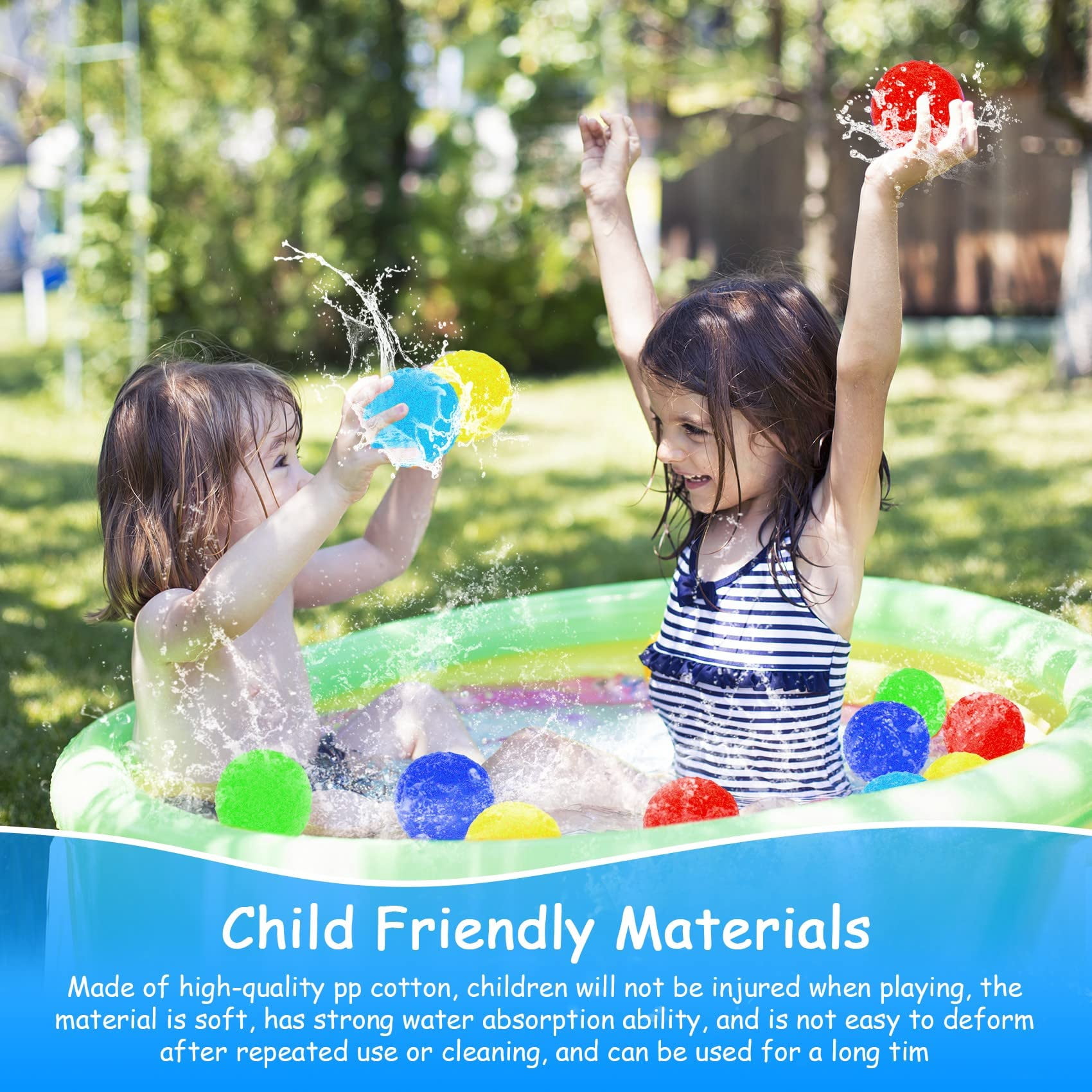 Trianu 100Pcs Reusable Water Balloons, Soaker Water Balls Outdoor Toys for Pool Water Toys, Rightness Beach Ball for 3+ Years, Multicolor
