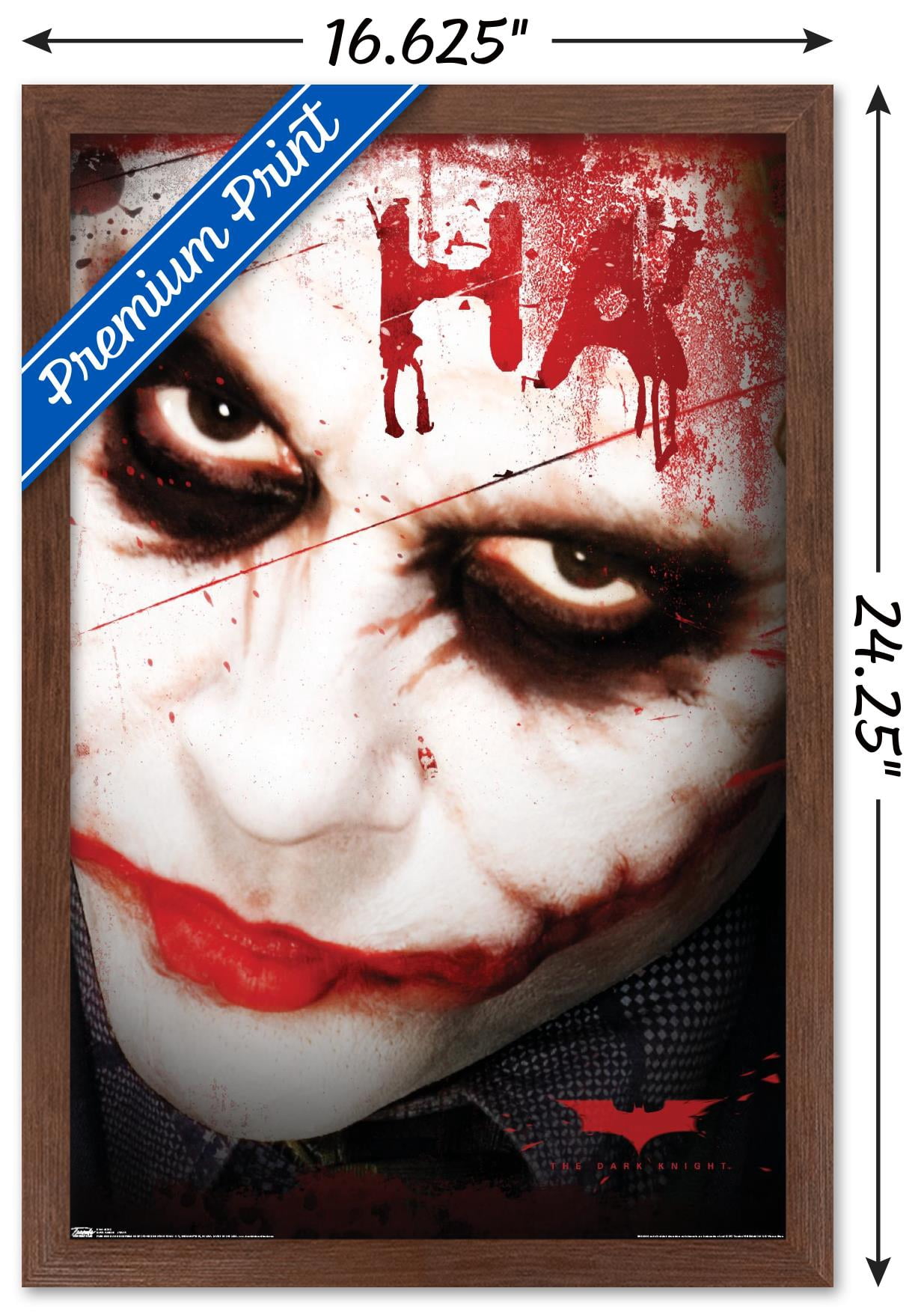 DC Comics Movie - The Dark Knight - The Joker Ha in Blood Wall Poster, 14.725" x 22.375" Framed
