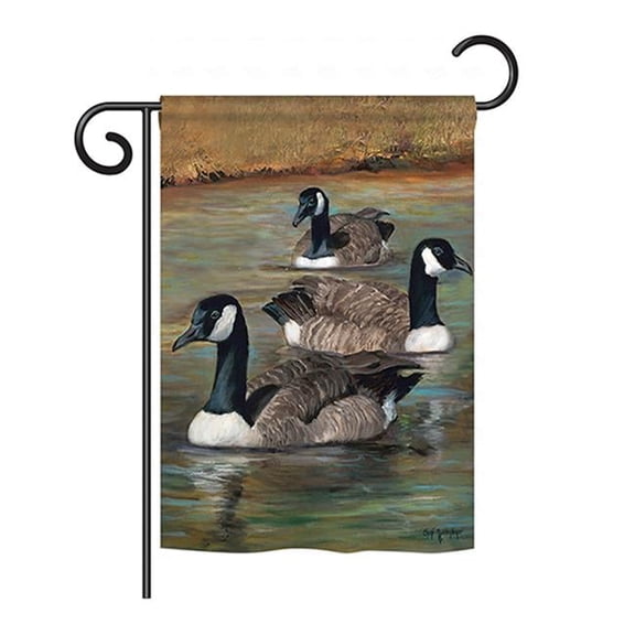 Breeze Decor BD-BI-G-105049-IP-BO-DS02-US Geese Garden Friends - Everyday Birds Impressions Decorative Vertical Garden Flag - 13 x 18.5 in.