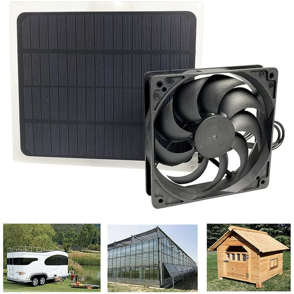 Solar Fan, Solar Panel Fan Kit, Solar Powered Exhaust Fan Solar Panel Powered Fan Mini Ventilator for Greenhouse Pet House Kennel Cooling Fan Small Chicken Coops, Greenhouses, Sheds