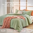 thumbnail image 4 of Sasttie Queen Comforter Set Green, 3 Piece Solid Bedding for All Seasons, Soft and Breathable Down Alternative Bed Set with 2 Pillowshams, 4 of 9