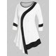 thumbnail image 2 of Camiseta Asimétrica Color Bloque Tamaño Plus Rosegal  Mangas largas de talla grande, 2 of 5