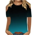 thumbnail image 2 of tarylea Tops for Women Trendy Short Sleeve Cold Shoulder Crew Neck Tee Tops Casual Summer Gradient Color T-Shirt Tops, 2 of 5