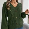 thumbnail image 5 of Ashirexll Pullover Sweaters for Women Winter Sweaters Fashion Casual Button Long Sleeve V-Neck Keeping Warm Outing Knit Sweater, 5 of 7