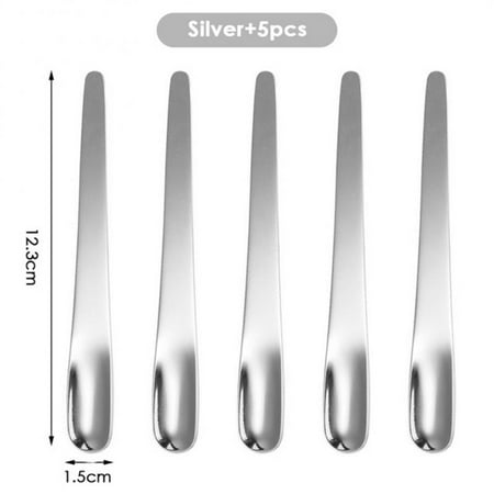 

Kitchen Tableware 5pcs Coffee Spoon Stainless Steel Flat Spoon For Dessert Small Coffee Scoop Mixer Stirring Bar Spoon