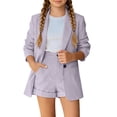 thumbnail image 2 of ZHOGXU Toddler Kids Girls Formal Outfit 2 Piece Long Sleeve Lapel Solid Color Button Down Coat Top And Shorts Fashion Comfortable Sets For Casual Daily Wear,Light Purple,7-8 Years, 2 of 6