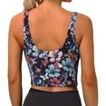 thumbnail image 3 of Haiem Flowers ad Butterflies Pattern Womens Sports Bra - U Neck Padded Low Impact Yoga Bra Workout Crop Top Gym Moisture-Wicking Workout Vest -Large, 3 of 9