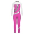 thumbnail image 3 of Aislor Kids Girls Rhythmic Gymnastics Unitard Full Length Dance Bodysuit Long Sleeve Sparkle Figure Skating Costume Hot Pink 6, 3 of 7