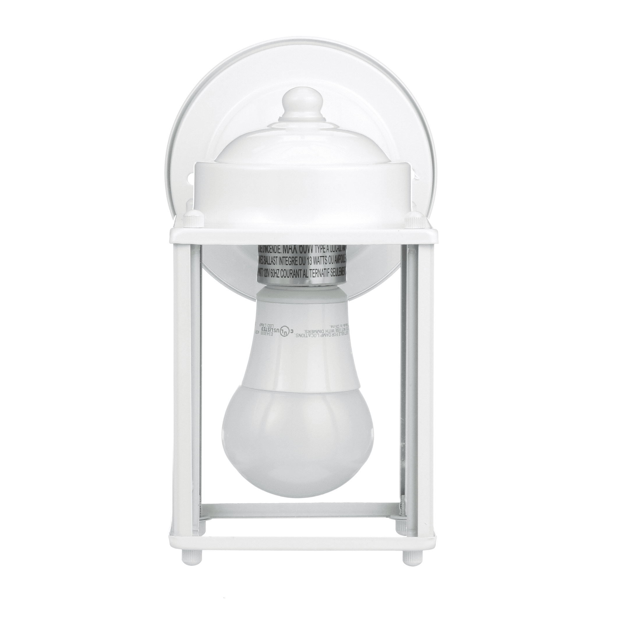 Mainstays Classic 6" White Square Outdoor Coach Light Lantern, Wall Mounted, Hardwired, Bulb Included