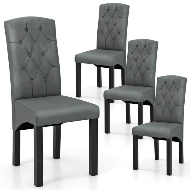 Costway Modern Dining Chair Set of 4 with High Backrest High-density Sponge Cushion