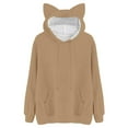 thumbnail image 5 of Duoif Womens Hoodies Women's Cute Cat Ear Sweatshirt - Soft Plus Size Winter Top Womens Sweatshirt Khaki XXXL, 5 of 6