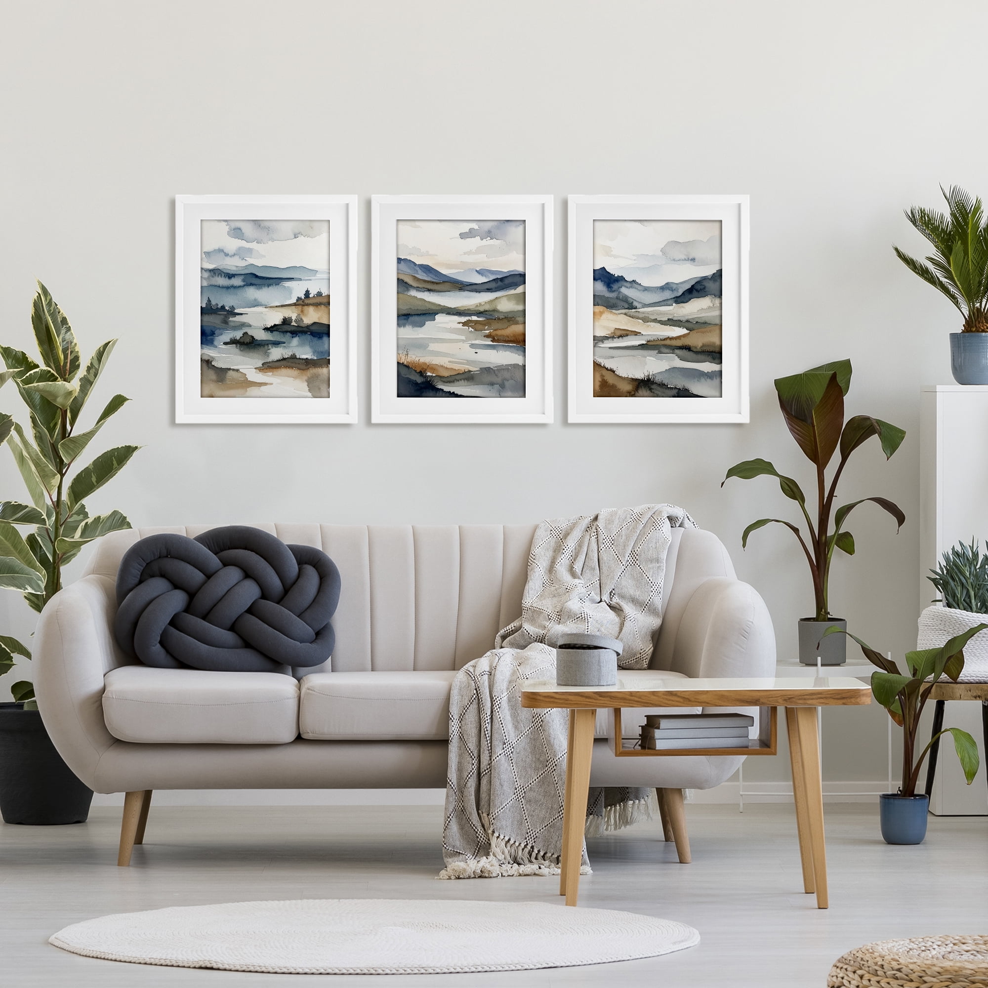 Stupell Industries Continuous Flow Of Water 3 Piece White Framed Print Under Glass Set, design by Alonza Saunders