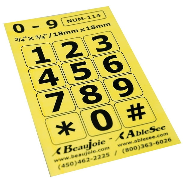 Telephone Stickers Black on Yellow Numbers Only