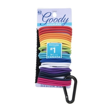 Goody Ouchless® Black & Brights No Metal Elastics with Carbiner Clip 62ct