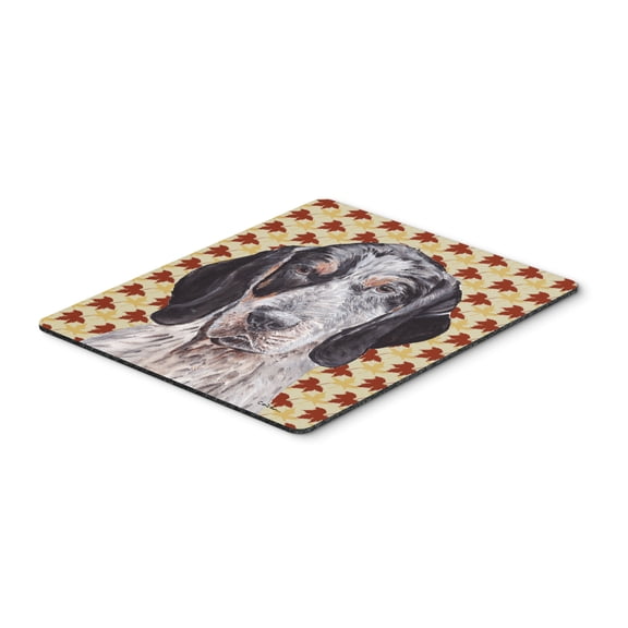 "Blue Tick Coonhound Fall Leaves Mouse Pad Hot Pad or Trivet"