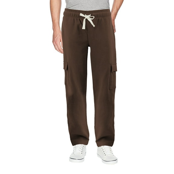 Men's Drawstring Fleece Lined Athletic Sport Fitness Gym Jogger Sweat Pants (Brown, 6XL)