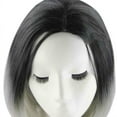 thumbnail image 5 of Sucs Gradient Black Grey Bob Style Middle Part Short Straight Wigs Cosplay Hairpieces Fake Hair Caps, 5 of 6