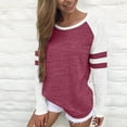 thumbnail image 2 of BiZtdJrK Plus Size Casual T Shirt for Women Color Block Raglan Long Sleeve Round Neck Shirts Loose Comfy Lounge Tee Tops Wine XXXL, 2 of 7