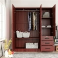 thumbnail image 5 of Better Home Product Violet Engineered Wood Wardrobe Armoire with Mirror/Mahogany, 5 of 6