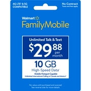 Walmart Family Mobile $29.88 Unlimited Talk & Text Monthly Prepaid Plan (10GB at High Speed, then 2G*) e-PIN Top Up (Email Delivery)