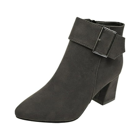 

KBKYBUYZ Women Boots Retro Thick Heel High Heel Shoes Boots Plus Size Zipper Boots