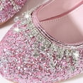 thumbnail image 5 of Quealent Girls Glitter High Heels Dress Shoes Sparkle Mary Jane Pumps Wedding Party Princess Shoes for Toddler Kids Pink for Size 12.5, 5 of 9