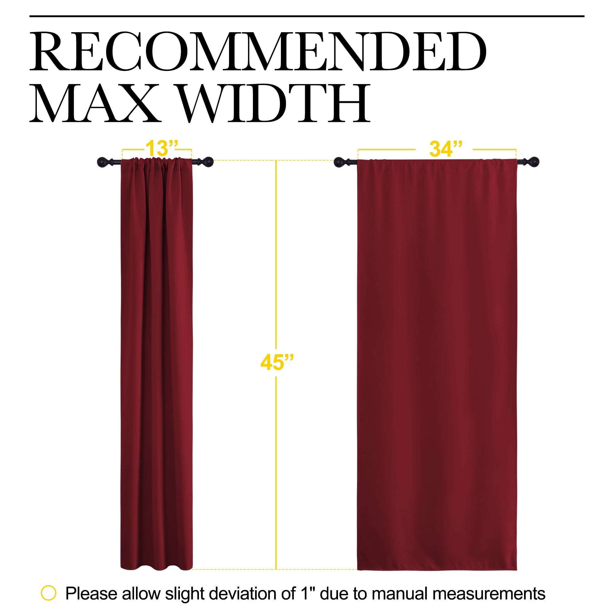 NICETOWN Short Length Blackout Curtains for Kitchen Thermal Insulated Rod Pocket Curtains Drapes 34x45 inch, 2 Panels, Burgundy Red