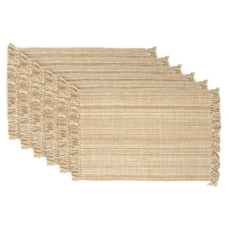 Fringe Placemats - DII Variegated Taupe Fringe Placemat (Set of 6), 19