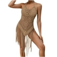 thumbnail image 1 of Sexy Vestido de Verano de las Mujeres de Color Sólido de Ventilación Eslinga Hueca Cubrir con Borsela, Cómodo Vestido de Playa para Ocasional, 1 of 4