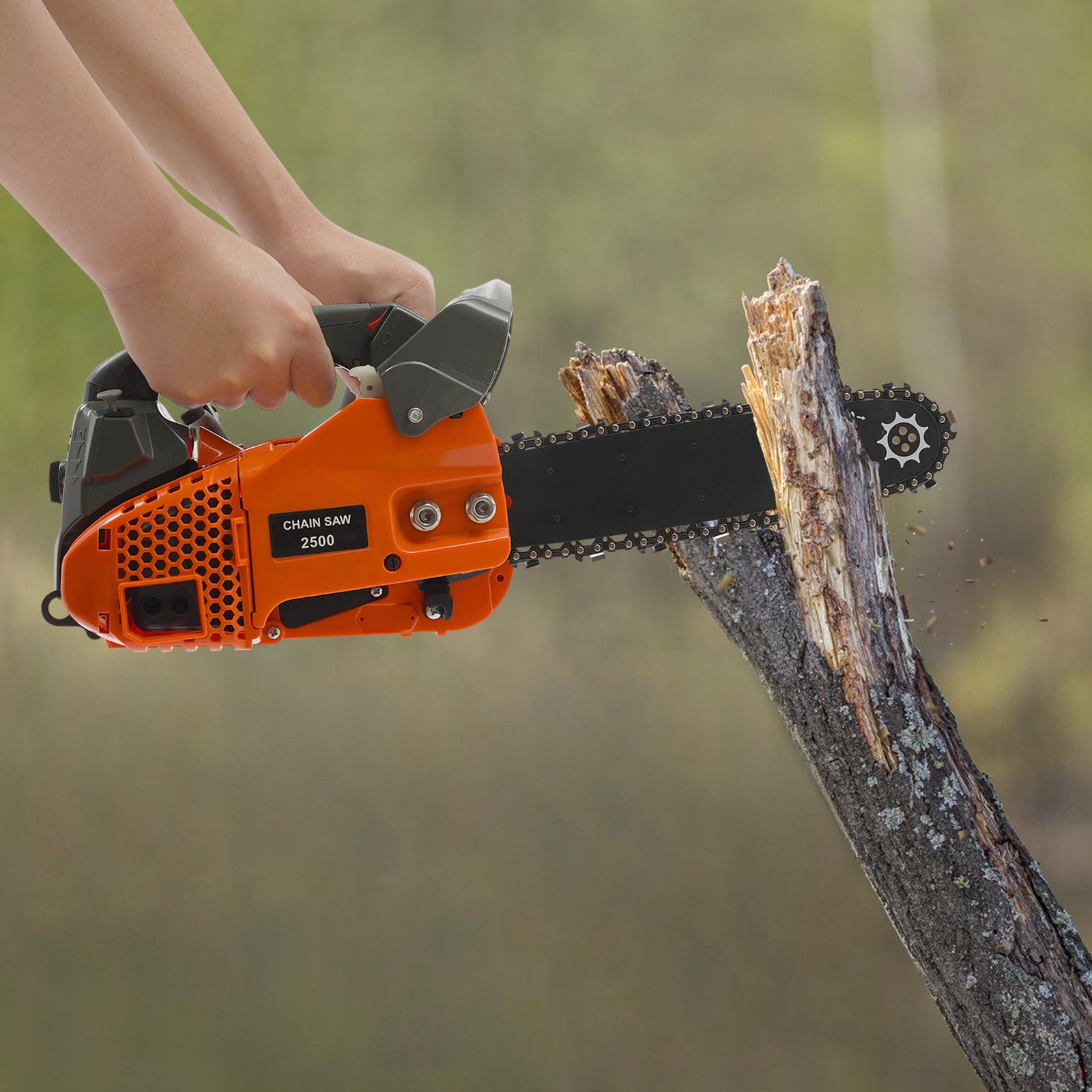 AKSDSGA 12" Top Handle Chainsaw 25.4CC 2-Stroke Engine Gasoline Chainsaw 9000RPM Handheld Cordless Petrol Chain Saw for Gardening Wood Cutting