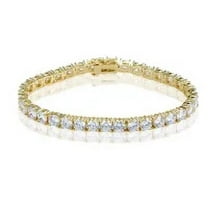 GMESME 18K Gold Plated 7.0mm Round Brilliant Cut Cubic Zirconia Classic Graduation Tennis Bracelet for Women Men Girls 6.5 Inch