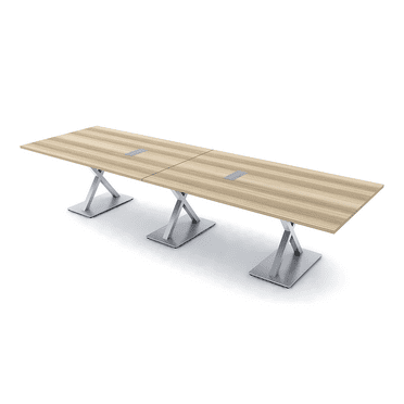 12 Ft Rectangular Modular Conference Table With X Bases Power And Data