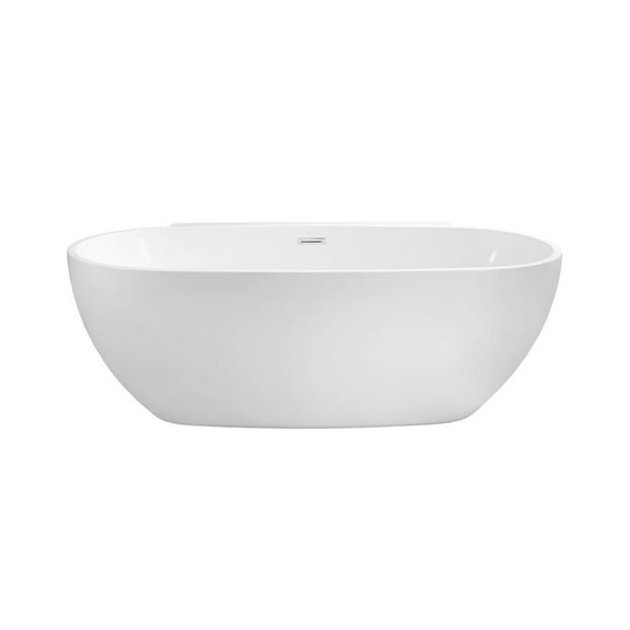 59" Streamline N-300-59FSWH-FM Soaking Freestanding Tub and Tray With Internal Drain