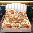 thumbnail image 6 of Jeiento Fall Pumpkin Bow Printed Bedding Set 2 Decorative Pillow Covers with Deep Pocket Fitted Sheet, Soft Breathable Bed Cover for Autumn Harvest Thanksgiving Bedroom, King Size, 6 of 7