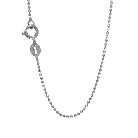 JewelStop 14k Solid Yellow or White Gold 1mm Diamond-Cut Bead Ball Chain 16" 18" 20"