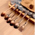 thumbnail image 3 of 6pcs/Set Spoon Coffee Spoon Set Vintage Table Spoon Antique Tea Spoons Coffee Royal Style Metal Carved Fork Tablespoons  Gold, 3 of 3