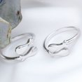 thumbnail image 2 of Anillo de pez doble elegante, delicado anillo de trefilado ajustable (plata), 2 of 6