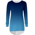 thumbnail image 3 of PATLOLLAV Womens Blouses,Women Casual O-Neck Gradient Print T-Shirts Loose Long Sleeve Tops Solid Blouse, 3 of 6