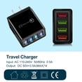 thumbnail image 4 of Cargador de Pared de Teléfono Móvil Ndcxsfigh LED Adaptador de Cargador de Tableta USB 4 Puertos Negro, 4 of 9