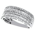 thumbnail image 3 of 10K White Gold Tapered Baguette & Round Cut Diamond Wedding Band 8mm Ring 1 CT., 3 of 5