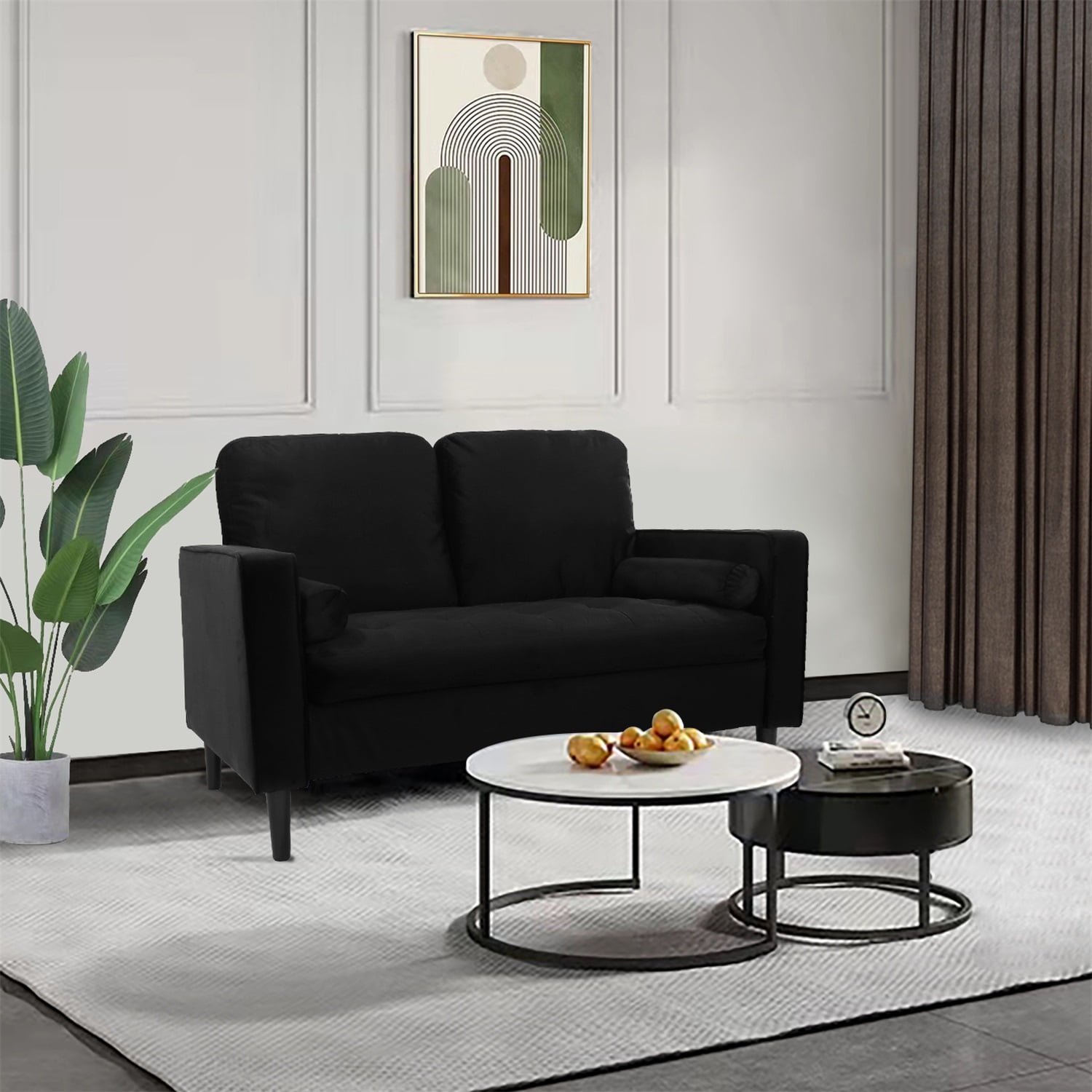 Kadyn fabric Sofa, Modern fabric Sofa, Upholstered Sofa Couch for Bedroom, Black Kadyn fabric Sofa, Modern fabric Sofa, Upholstered Sofa Couch for Bedroom, Black