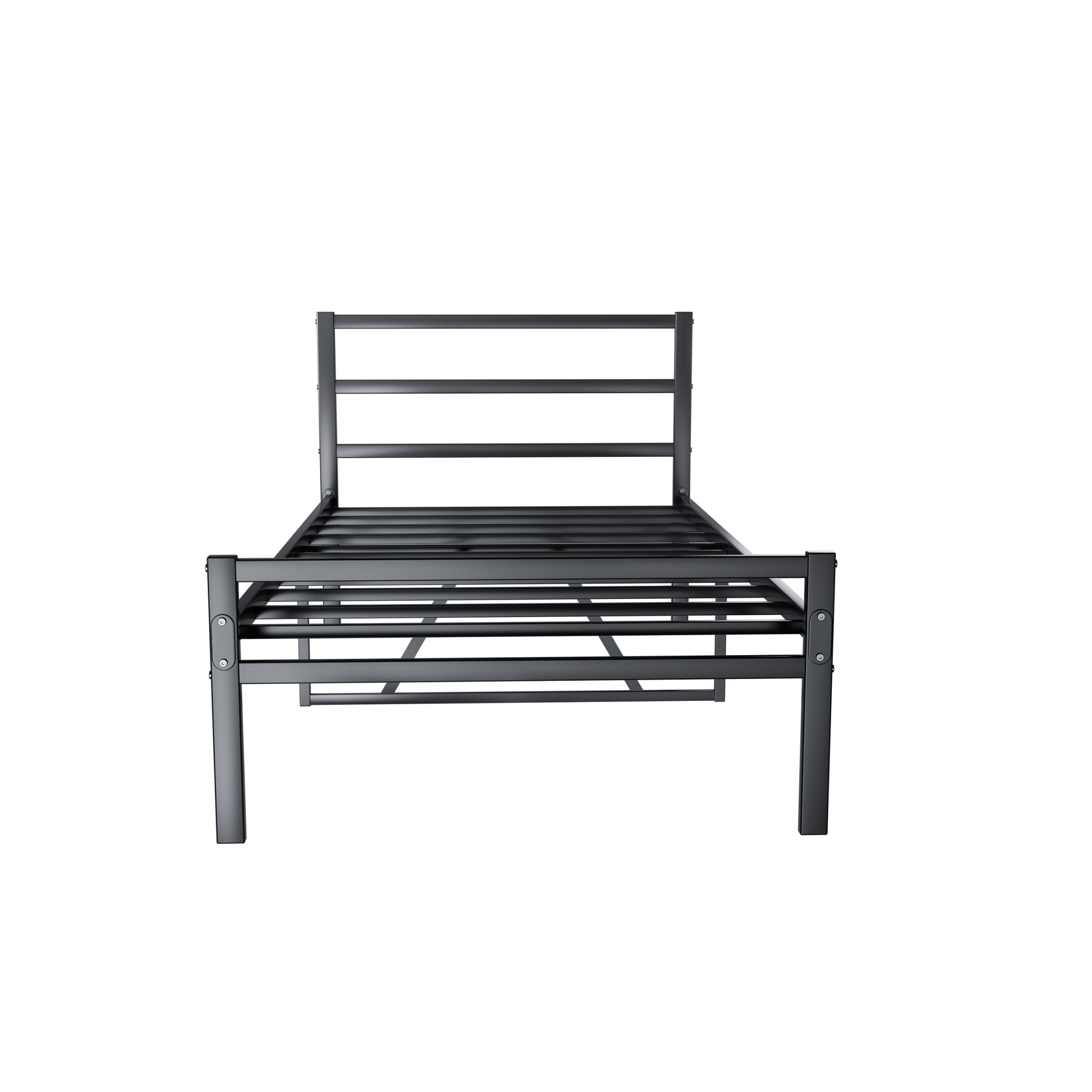 Twin Size Bed Frame with Headboard,Sturdy Metal Twin Bed Frames,Storage Space Under Frame,Easy to Assemble,Black