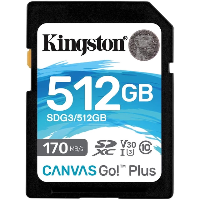 Tarjeta SD Kingston Canvas Go Plus 512 GB 170R C10 UHSI U3 V30 SDG3/512GB
