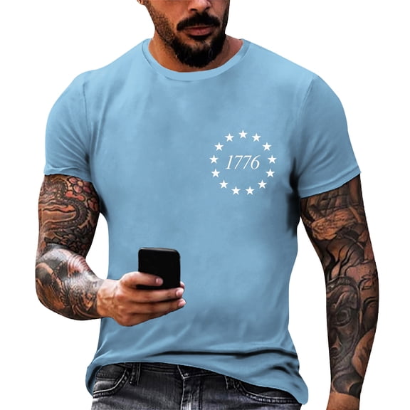 Trgacdwlo Mens Fourth of July Shirt Flag Print 1776-2026 USA 250th Anniversary Shirt Independence Day Mens Short Sleeve Shirts Blue L